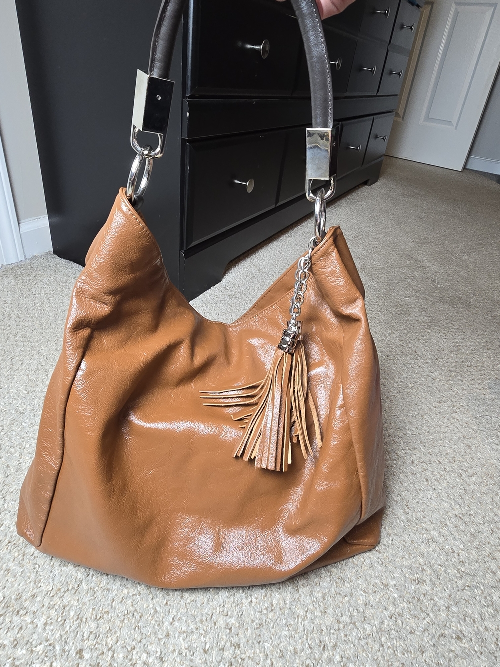 Gianni Conti Tuscani Genuine Italian Leather Brown Tassel Hobo Bag